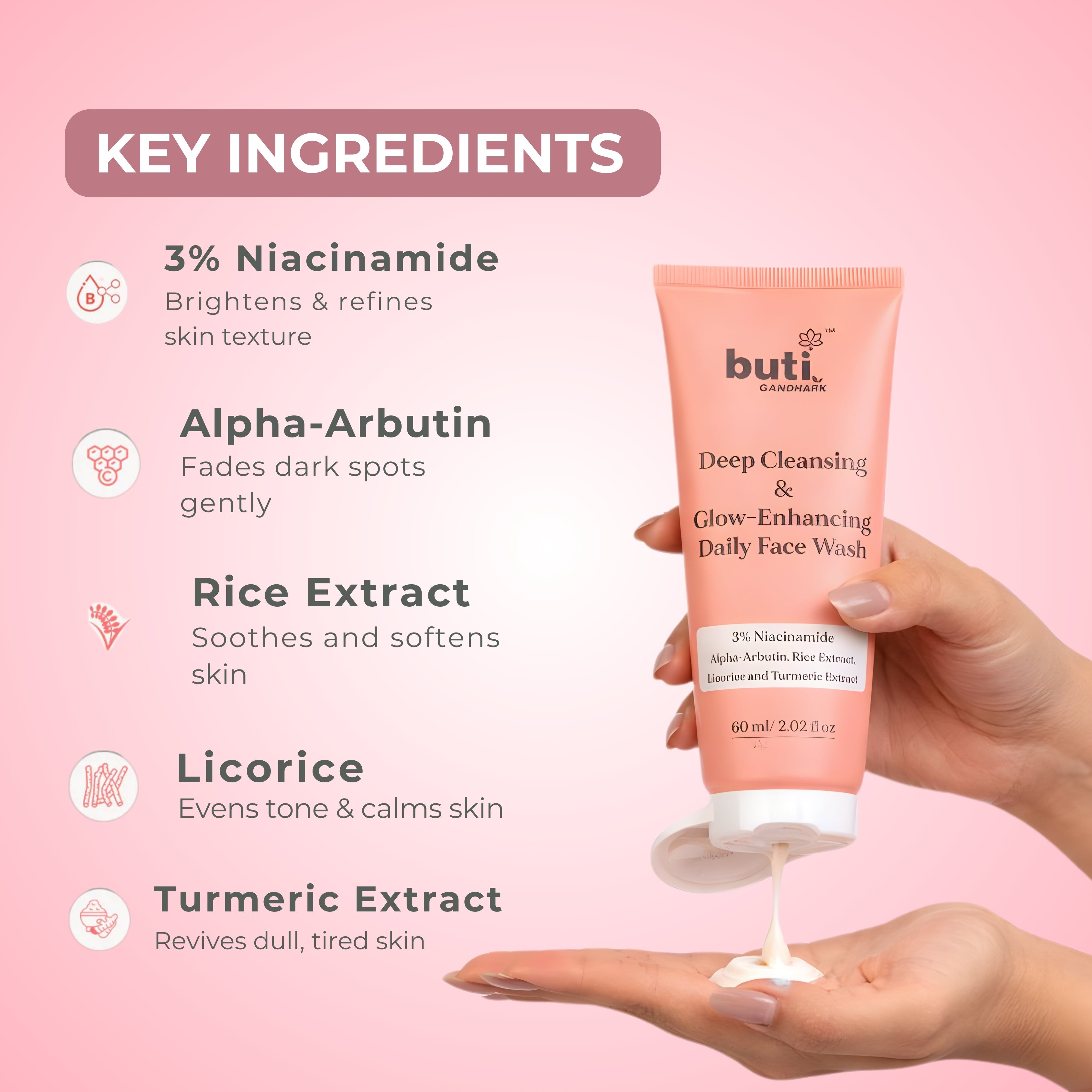 Deep Cleansing Glow Face Wash 60 ml with 3% Niacinamide & Alpha Arbutin