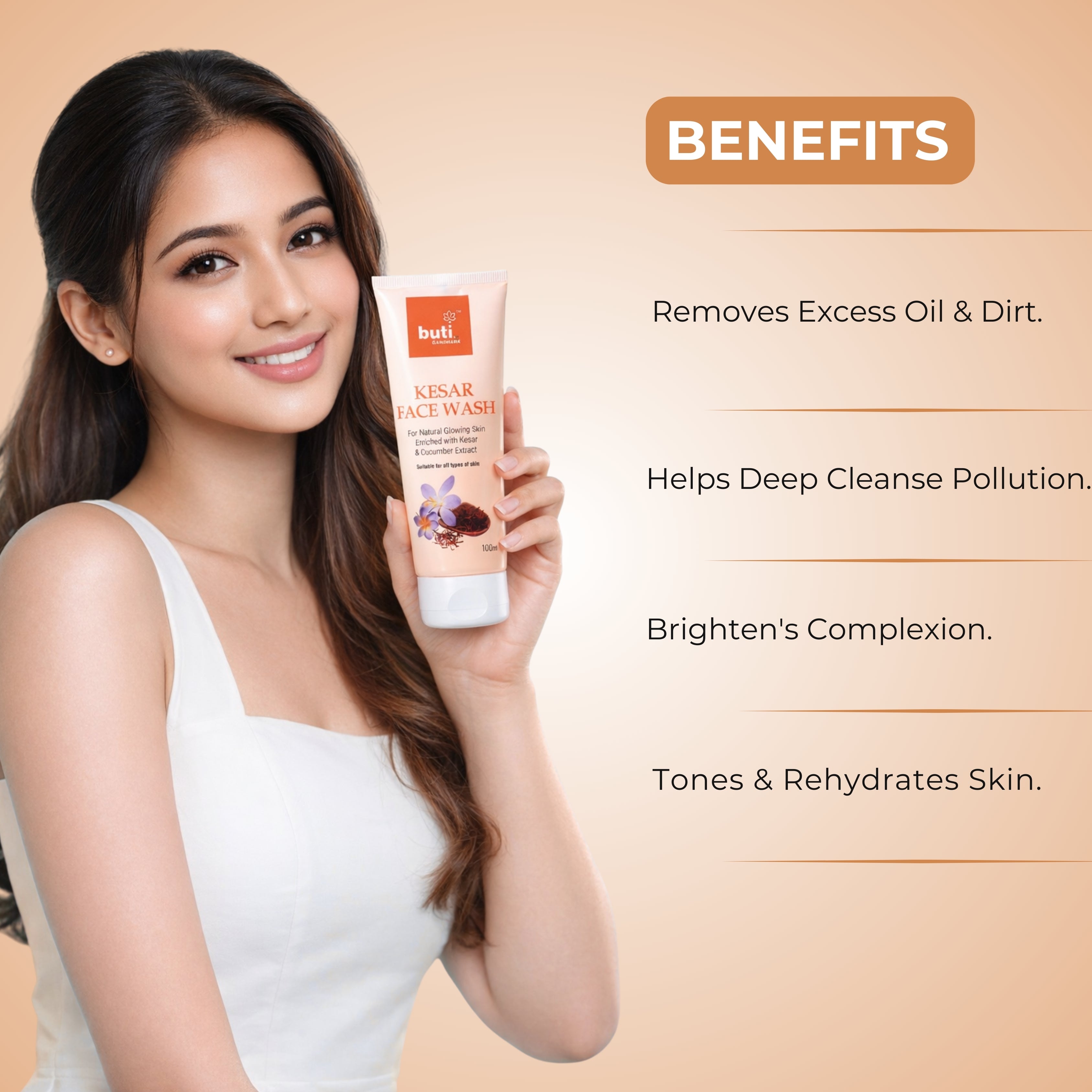 Kesar Face Wash for Glowing Skin Pack of 2 (100 ml Each) | Brightening & Deep Cleansing