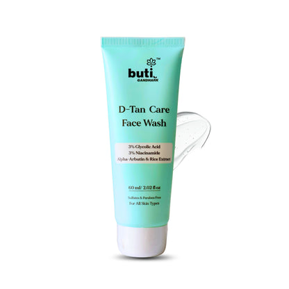 D-Tan Care Face Wash 60 ml with 3% Glycolic Acid &amp; 3% Niacinamide for Even Skin