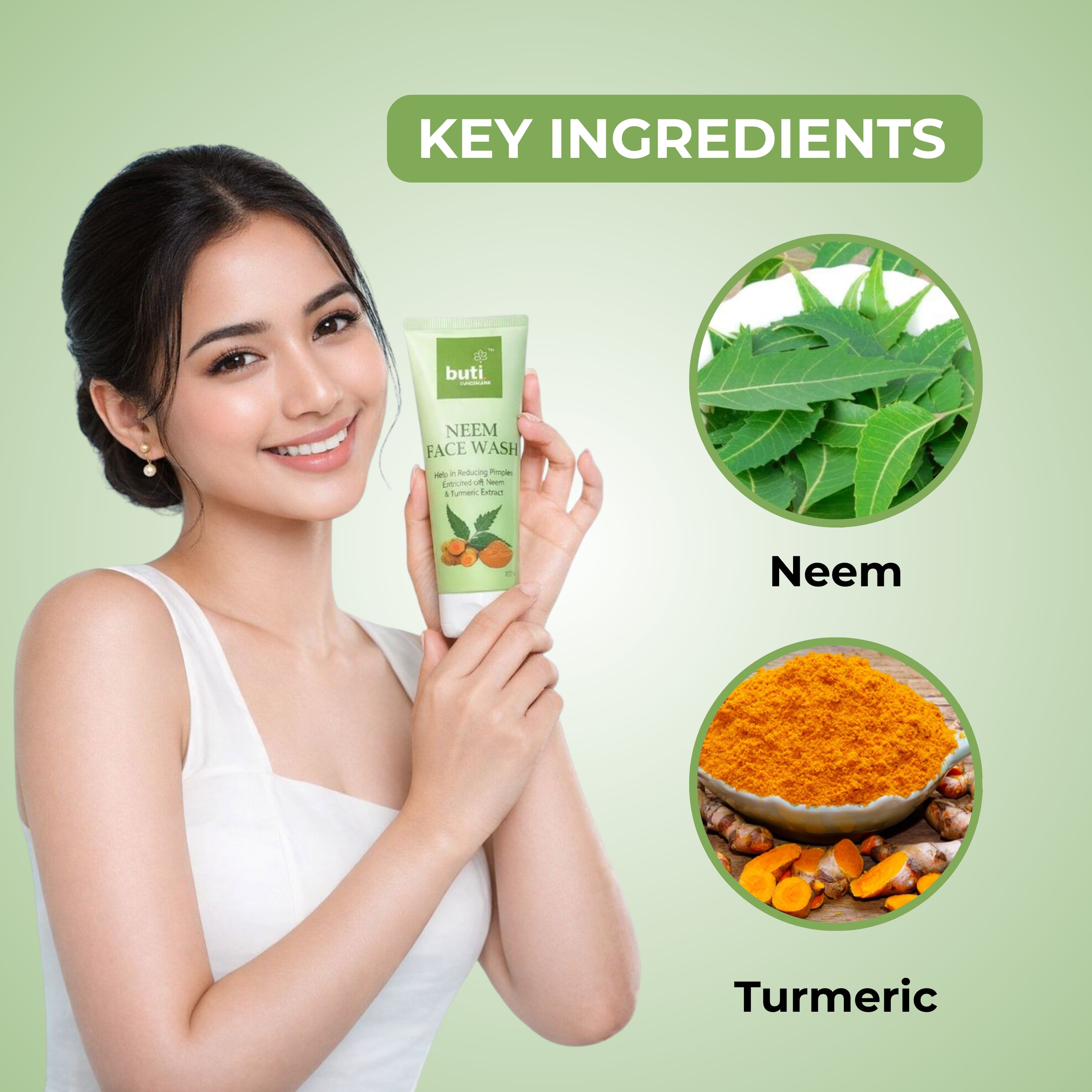 Neem Face Wash for Acne Pack of 2 (100 ml Each) | With Neem &amp; Turmeric Extract