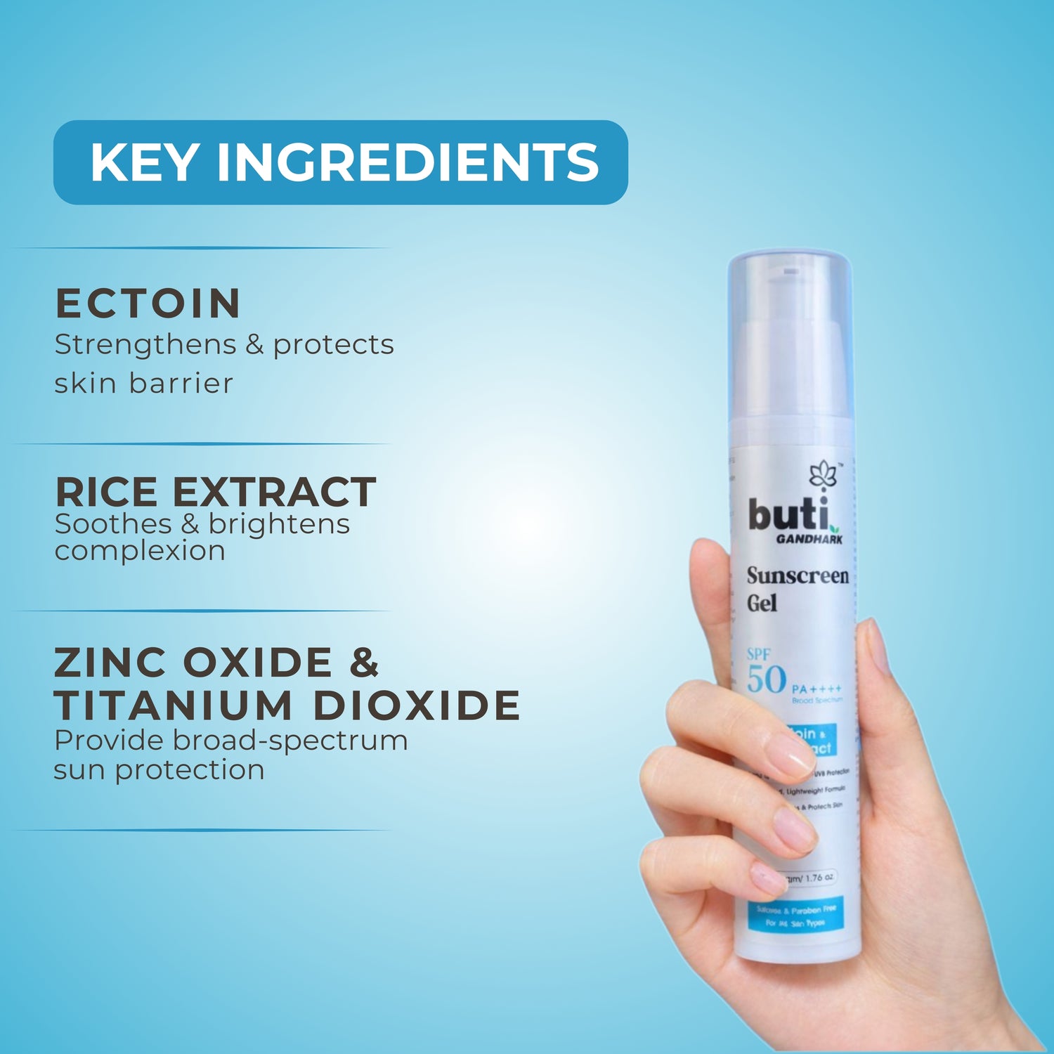 Sunscreen Gel SPF 50 PA++++ 50 g | Water-Based Broad Spectrum UVA UVB Protection