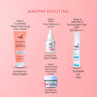 Dry &amp; Dehydrated Skin Care Kit | Hydrating Face Wash, Serum, Cream &amp; SPF 50 Sunscreen