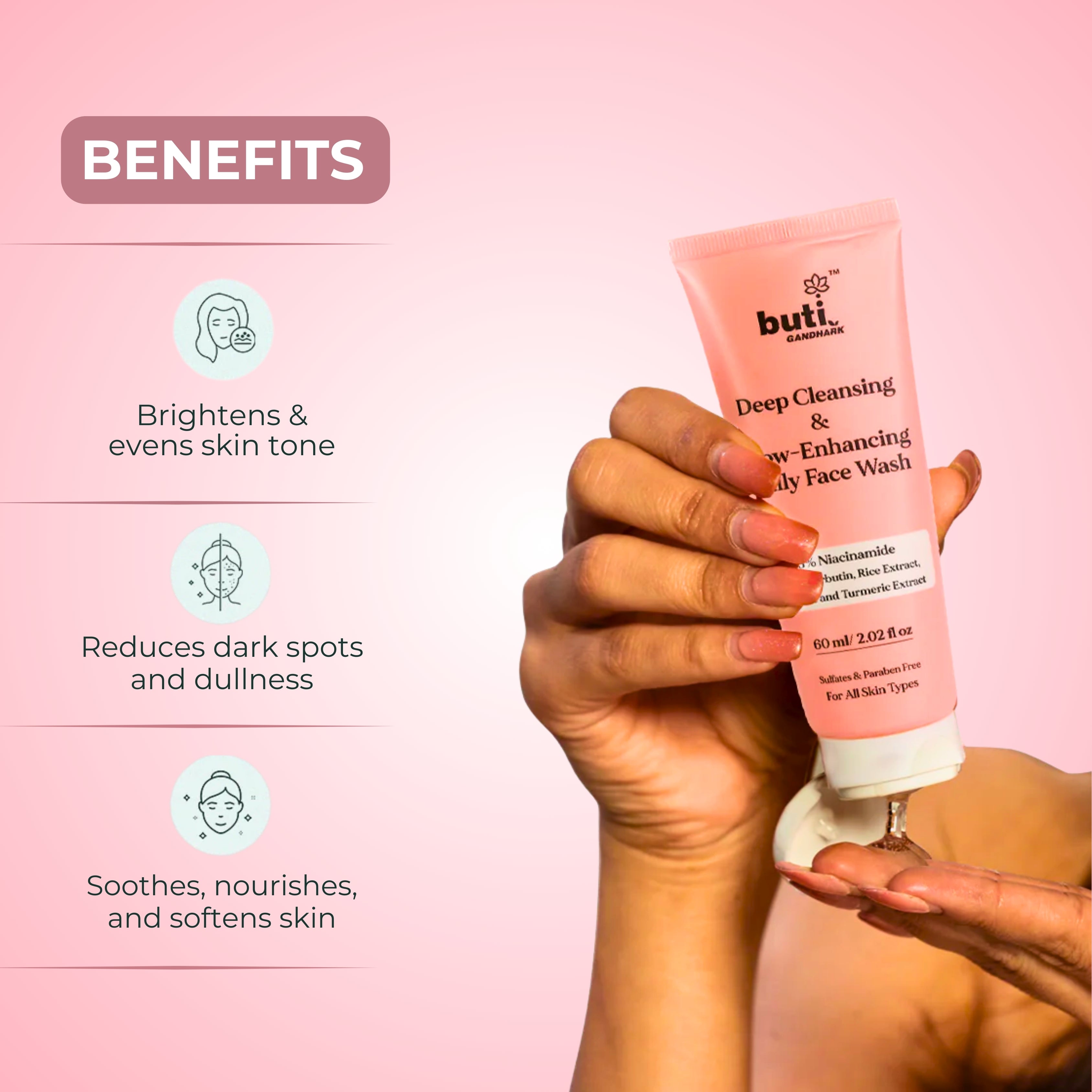 Deep Cleansing Glow Face Wash 60 ml with 3% Niacinamide &amp; Alpha Arbutin