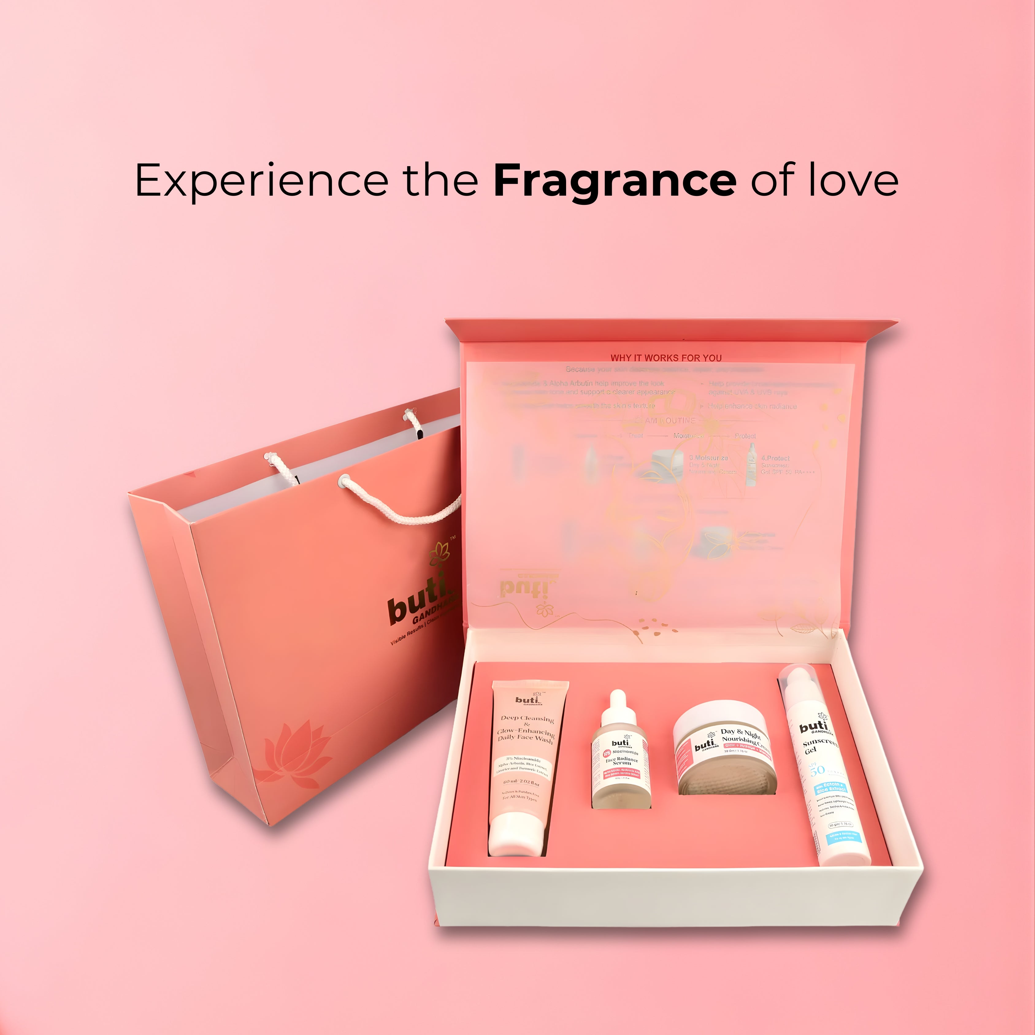 Glow Kit Gift Hamper | Face Wash, Serum, Day &amp; Night Cream &amp; SPF 50 Sunscreen Combo