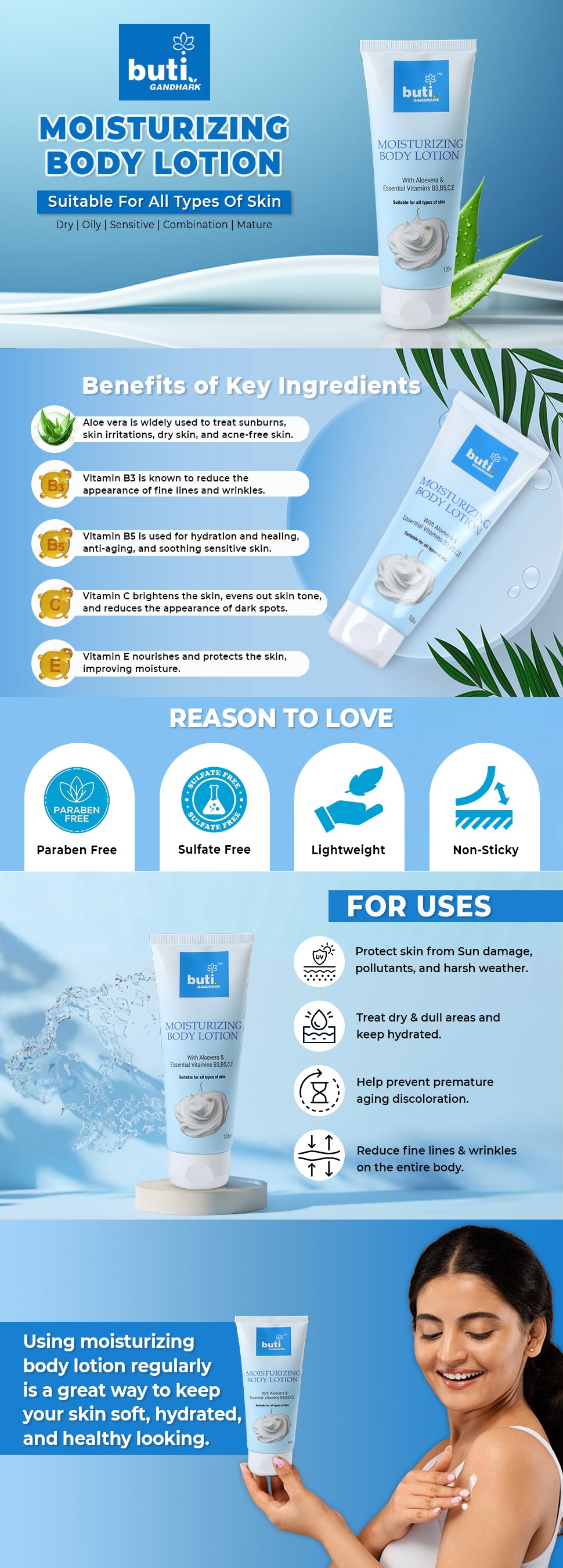 Moisturizer (Body Lotion) Enriched with Vitamins (Pack of 2)