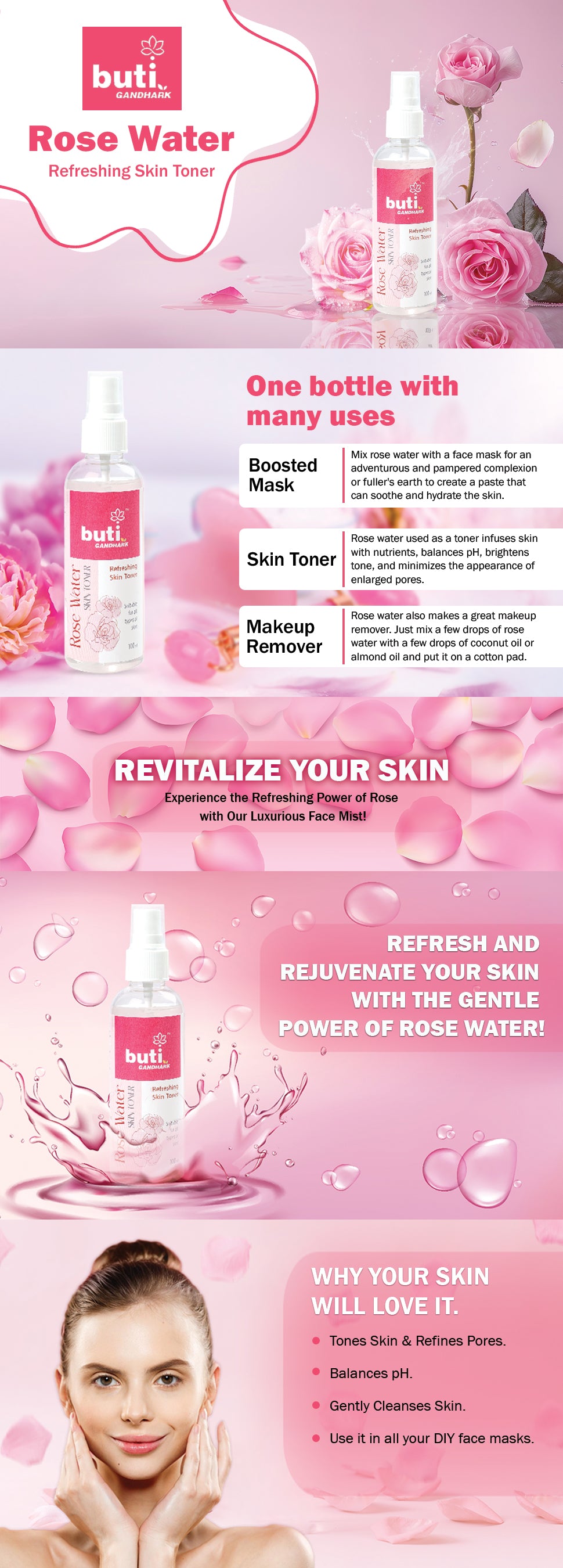 Rose Water Skin Toner (Pack of 5)
